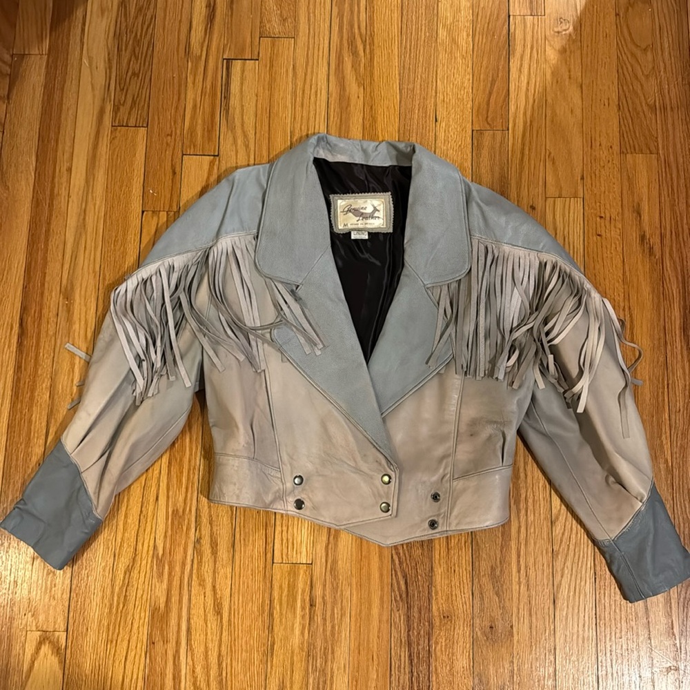 Vintage leather fringe jacket